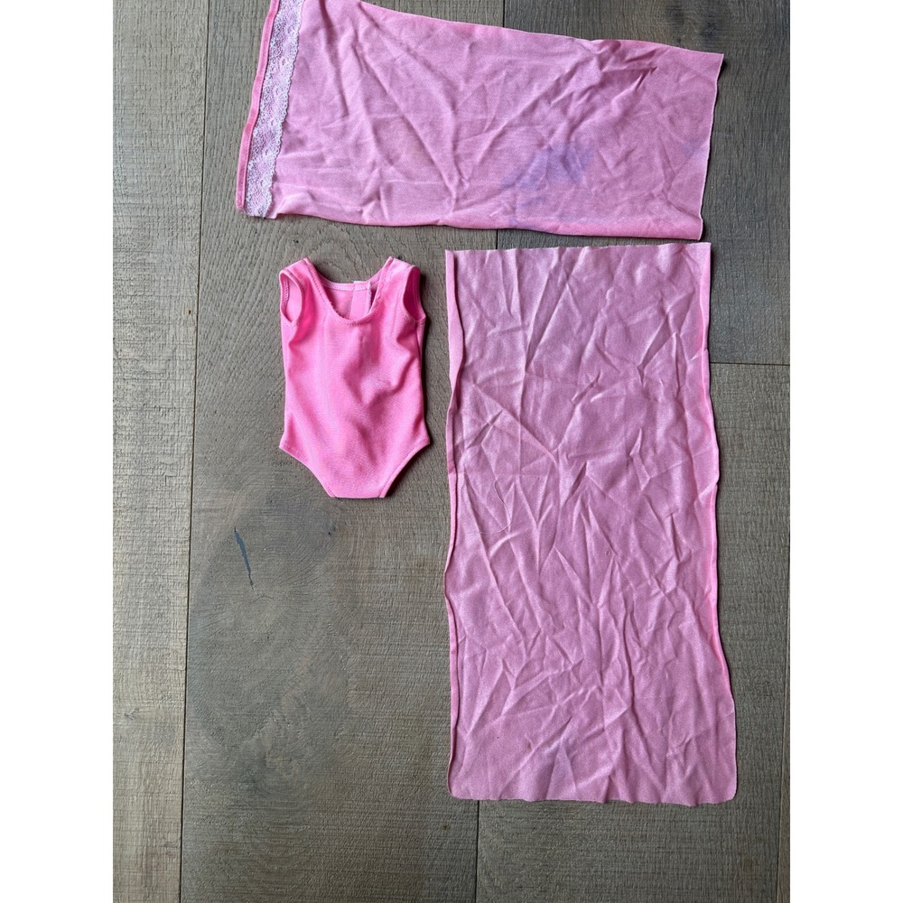 Vintage Pink Doll Gymnastics Leotard and Fabric Scraps for 14-18 Inch Dolls